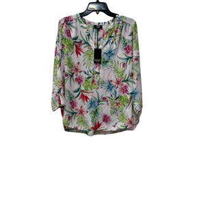 NWT NYDJ Size S The Perfect Blouse By Curves 360 Tropical Garden MSRP $89